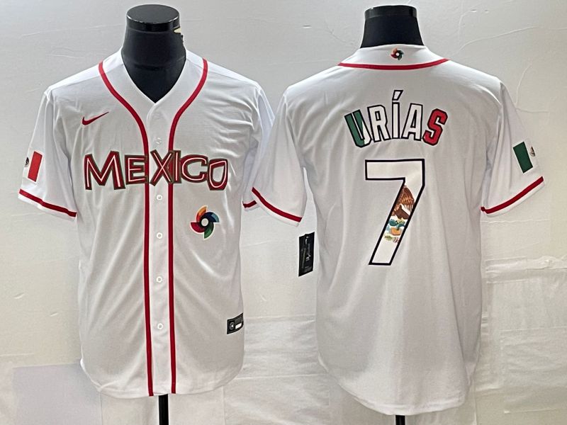 Men 2023 World Cub Mexico 7 Urias White Nike MLB Jersey77